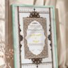 Ornate Brown and Cobalt Blue Nikkah Certificate in soft sea green frame