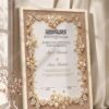Pearl and Gold Floral Nikkah Certificate in fancy off white frame