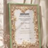 Pearl and Gold Floral Nikkah Certificate in olive green frame