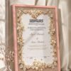 Pearl and Gold Floral Nikkah Certificate in soft peach pink frame