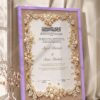 Pearl and Gold Floral Nikkah Certificate in deep purple frame