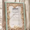 Pearl and Gold Floral Nikkah Certificate in soft sea green frame