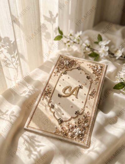 Persian Illuminated Nikkah Booklet on cream silk
