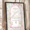 Pink Blossom Mint Arch Nikkah Certificate in fancy black frame