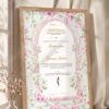 Pink Blossom Mint Arch Nikkah Certificate in natural oak wood frame