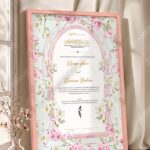 Pink Blossom Mint Arch Nikkah Certificate in soft peach pink frame