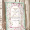 Pink Blossom Mint Arch Nikkah Certificate in soft sea green frame