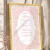 Pink Floral Islamic Nikkah Certificate in fancy golden frame
