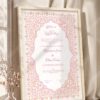 Pink Floral Islamic Nikkah Certificate in fancy off white frame