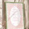 Pink Floral Islamic Nikkah Certificate in olive green frame