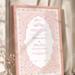 Pink Floral Islamic Nikkah Certificate in peach pink frame