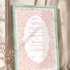 Pink Floral Islamic Nikkah Certificate in soft sea green frame