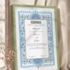 Powder Blue Persian Illuminated Nikkah Certificate in olive green frame