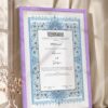 Powder Blue Persian Illuminated Nikkah Certificate in purple frame
