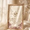 Gold Crystal Nikkah Frame with Plum Florals, side view