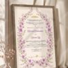 Purple Floral Wreath Nikkah Certificate in brown frame