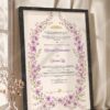 Purple Floral Wreath Nikkah Certificate in fancy black frame