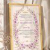 Purple Floral Wreath Nikkah Certificate in fancy golden frame