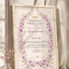 Purple Floral Wreath Nikkah Certificate in fancy off white frame