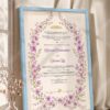Purple Floral Wreath Nikkah Certificate in ice blue frame
