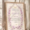 Purple Floral Wreath Nikkah Certificate in oak wood frame