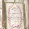 Purple Floral Wreath Nikkah Certificate in olive green frame