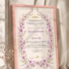 Purple Floral Wreath Nikkah Certificate in peach pink frame