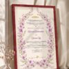 Purple Floral Wreath Nikkah Certificate in royal cherry frame