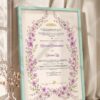 Purple Floral Wreath Nikkah Certificate in soft sea green frame