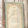 Royal Burgundy and Gold Floral Nikkah Certificate in soft sea green frame