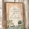 Sandstone Mughal Arch Garden Nikkah Certificate in warm brown wooden frame