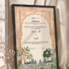 Sandstone Mughal Arch Garden Nikkah Certificate in fancy black frame