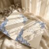 Sapphire Blue Floral Nikkah Booklet on cream silk