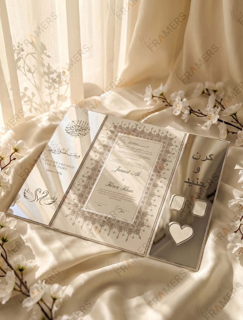 Silver Grey Velvet Nikkah Booklet, second angle