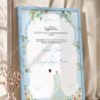 Sky Blue Botanical Nikkah Certificate with Couple Illustration in ice blue frame