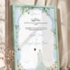 Sky Blue Botanical Nikkah Certificate with Couple Illustration in soft sea green frame