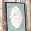 Sky blue floral Nikkah frame in fancy black finish