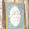 Sky blue floral Nikkah certificate in fancy golden frame