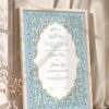 Sky blue floral Nikkah certificate in fancy off white frame