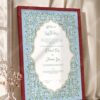 Sky blue floral Nikkah certificate in rich royal cherry frame