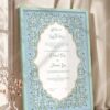 Sky blue floral Nikkah certificate in soft sea green frame