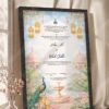 Sky Blue Peacock Palace Nikkah Certificate in fancy black frame