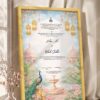 Sky Blue Peacock Palace Nikkah Certificate in fancy golden frame