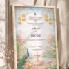 Sky Blue Peacock Palace Nikkah Certificate in fancy off white frame