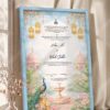 Sky Blue Peacock Palace Nikkah Certificate in modern ice blue frame