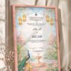 Sky Blue Peacock Palace Nikkah Certificate in soft peach pink frame
