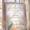 Sky Blue Peacock Palace Nikkah Certificate in deep purple frame
