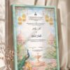 Sky Blue Peacock Palace Nikkah Certificate in soft sea green frame