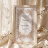 Minimalist Soft Gold Nikkah Frame with Pearl-Studded Gold Arch, angled view