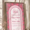 Soft Pink Floral and Gold Arch Nikkah Certificate in brown frame